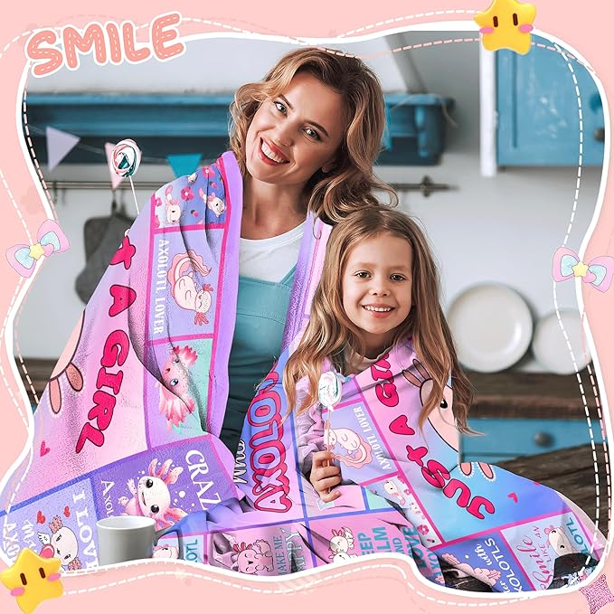 Just A Girl Who Loves Axolotls Blanket for Girls Kids, Cute Axolotls Gifts for Girls, Axolotls Themed Gifts, Axolotls Lover Gifts, Axolotls Gifts for Birthday Christmas, Axolotls Blanket 50" X 40"