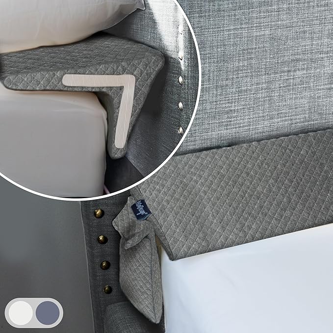 Bed Wedge Pillow for Headboard Gap Up to 7", Triangle Pillow Wedge for Headboard Gap, Bed Gap Filler, Mattress Gap Filler, Corner Pillow, Grey Cal-King 72"