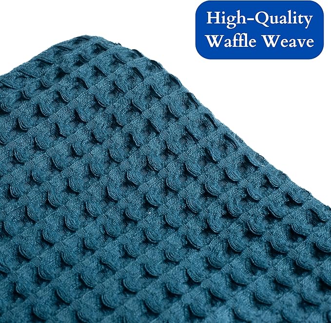 Premium Waffle Blanket Queen XL Size Blue - Luxury, Pure 100% Turkish Cotton, Light & Airy Waffle Weave All-Season Quilt - Decorative Bedspread (Indigo Blue, Queen XL 95" x 102" Inch)