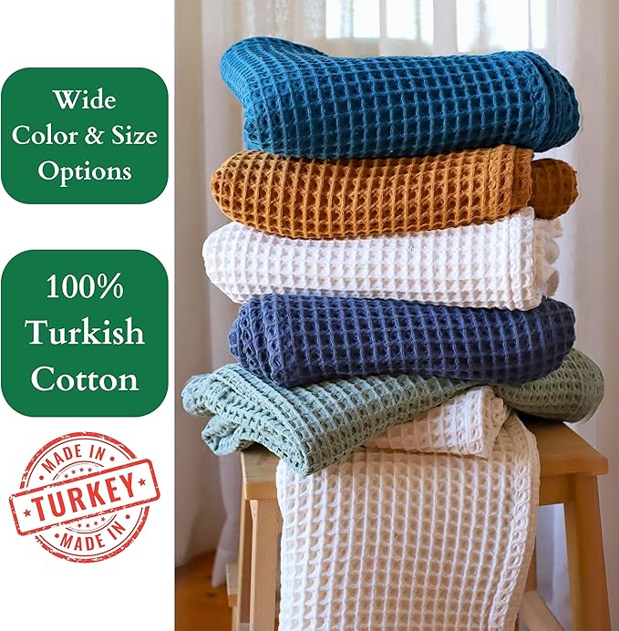 100% Turkish Cotton Waffle Blanket King Size Pink - Premium Quality, Light and Airy Waffle Weave All-Season Quilt - Lux Decorative Bedspread (Pink Powder, King Size 95" x 110" Inch)
