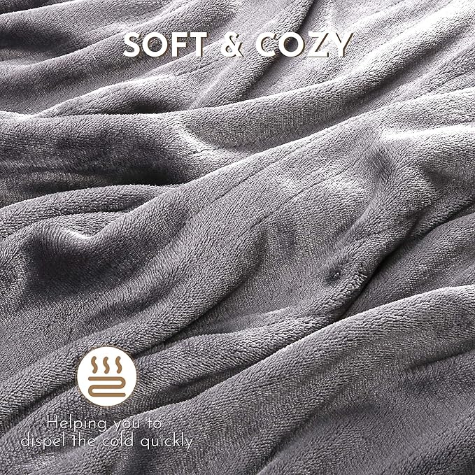 Electric Heated Blanket 72" x 84" Full Size Soft Flannel, 4 Heating Levels & 10 Hours Auto Off, Machine Washable - Light Grey