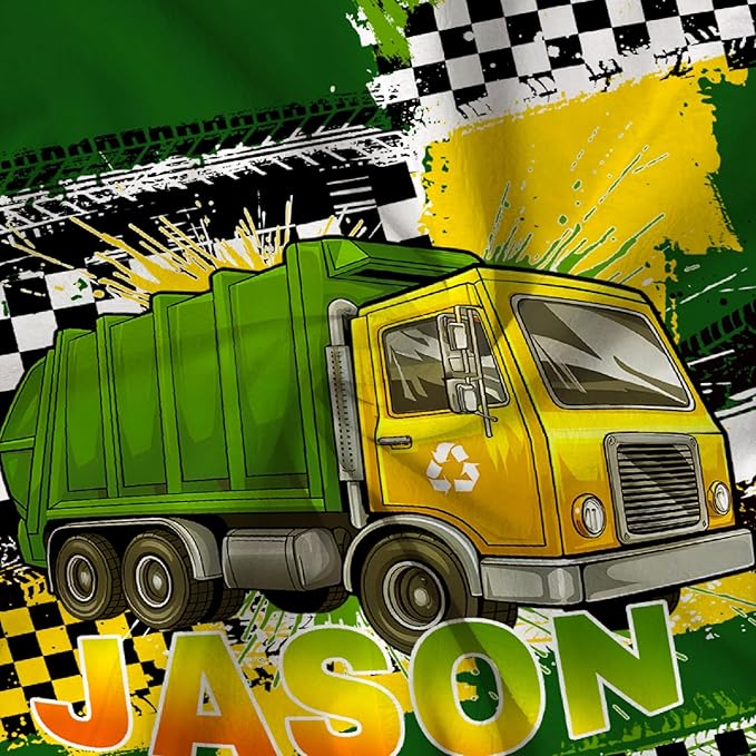 Custom Garbage Truck Blanket, Personalized Truck Gifts for Kids, Car Themed Flannel Blankets with Name, Soft Cozy Lightweight Throws Gifts for Truck Lovers & Boys 60x50 Inch for Teen