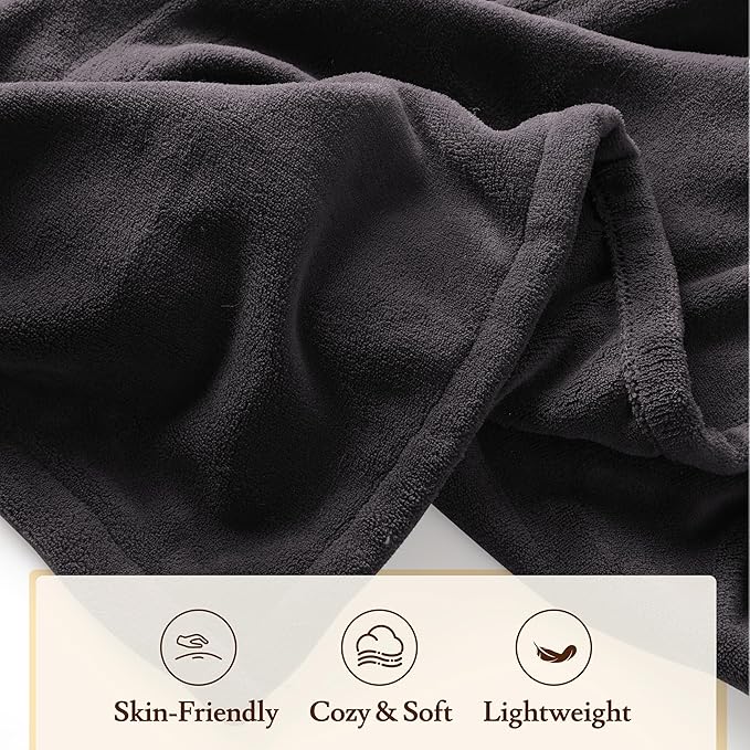 Electric Heated Blanket 50"x60" Throw Size - 4 Heat Settings, 3H Auto Shut Off, Ultra-Soft Coral Fleece Heated Blanket with Overheat Protection, Fast Heating, Cozy and Comfortable, Dark Gray