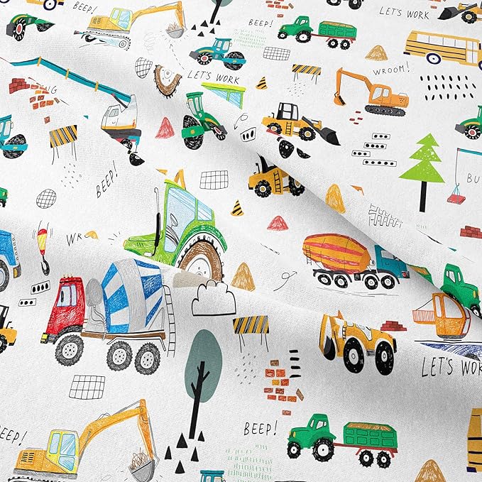 Peopleareok Construction Comforter Set Full (79x90 Inch), 3 Pieces Construction Excavator Tractor Bedding Sets for Boys Toddler Children, Super Soft Microfiber Comforter with 2 Pillowcase
