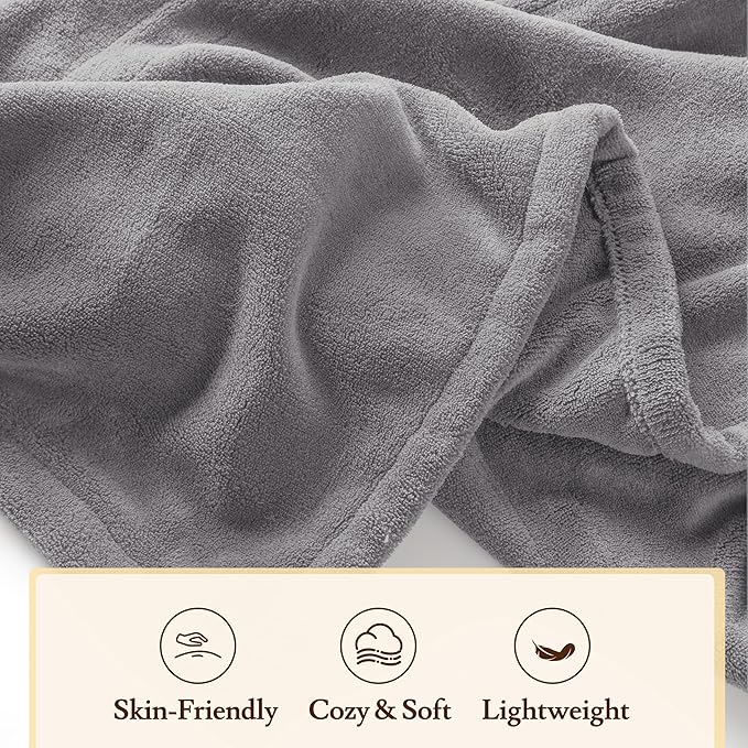 Electric Heated Blanket 50"x60" Throw Size - 4 Heat Settings, 3H Auto Shut Off, Ultra-Soft Coral Fleece Heated Blanket with Overheat Protection, Fast Heating, Cozy and Comfortable, Light Gery