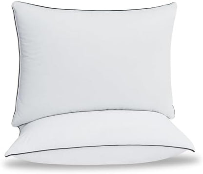 Luxury High Fill Power Goose Down Pillows 700Fill， Breathable Cotton Shell, Orthopedic Support for Back, Stomach Side Sleepers, Standard Size Bed Pillows 20"x26", 2 Pack