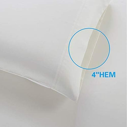 100% Supima Cotton Sheets 600 Thread Count,Bed Sheet Set Queen Size Sheets 4 Pieces,Soft & Silky Sateen Weave, Fits Mattress Up to 18",Deep Pocket, Breathable & Fade Resistant(Ivory,Queen)