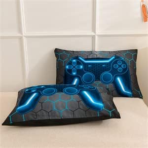 NTBED Game Console Comforter Set for Boys Girls Kids 3D Gaming Lightweight Microfiber Gamer Bedding Sets (Blue, Twin)