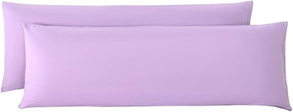 2 Pack Body Pillowcase 20 x 48 Inches Soft Comfortable Not Shrink Microfiber Body Pillow Cover, Purple Body Pillow Cover with Hidden Zipper Closure