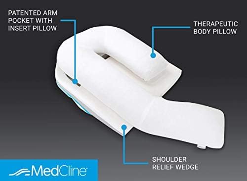 MedCline Shoulder Relief System with Extra Cases, Bed Wedge Pillow for Shoulder Pain Relief and Therapeutic Body Pillow, Inclined Sleep Position with Arm Pocket, Large for 5'10" and Above