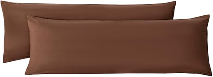2 Pack Body Pillowcase 20 x 60 Inches Soft Comfortable Not Shrink Microfiber Body Pillow Cover, Coffee Body Pillow Cover with Hidden Zipper Closure