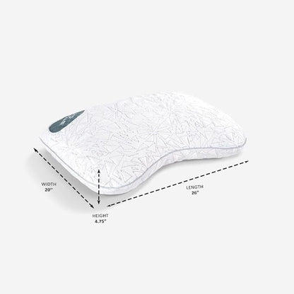 Bedgear Storm Cuddle Curve Performance Pillow - Size 0.0 - Cooling Bed Pillow for Side Sleepers - Medium Firmness- Washable and Removable Cover - 20" W x 26" L