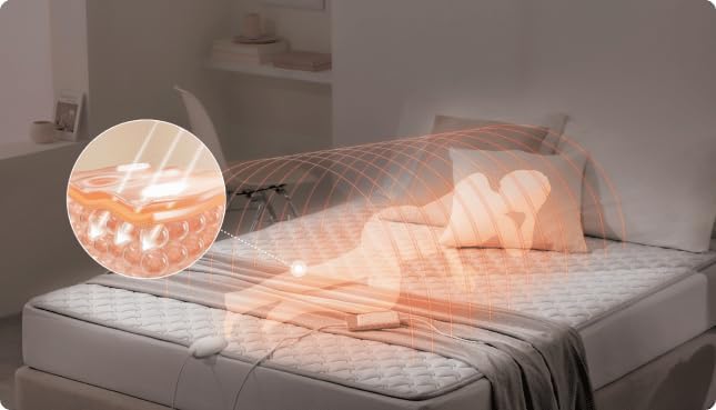 EME511 Far Infrared Heated Mattress Pad, Smart Care Heating with Sleep Mode Feature, EMF Free & Washable, Queen