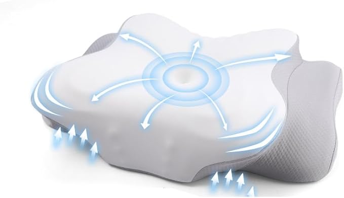 Cervical Neck Pillow for Neck Pain Relief, Memory Foam Pillow for Sleeping, Firm Support Two Heights Side Sleeper Pillow
