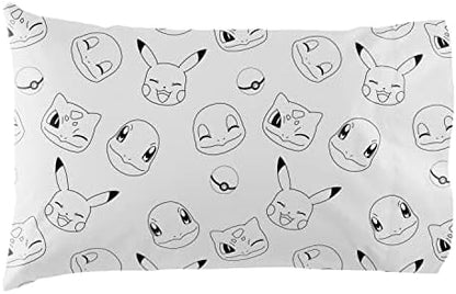 Northwest Pokemon Twin Sized Bed in a Bag Set, Pikachu Squirtle Eevee Charmander, Anime Bedding for Girls Boys, Battle Squad