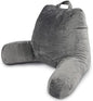 Milliard Reading Pillow with Arms, Grey, Shredded Memory Foam Back Pillow for Bed Sitting Up - Sit Up Backrest Support for Reading & Rest Bed - Washable Cover, Adjustable Comfort, CertiPUR Certified