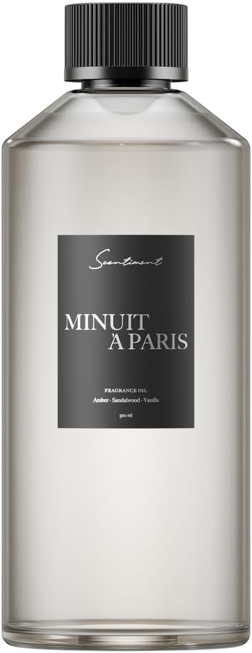 Scentiment Diffuser Oil - Minuit à Paris | Aromatherapy Home Fragrance | Inspired by Luxury Five Star Hotel Scents | Luxurious Scent with Notes of Amber, Sandalwood, Vanilla (500 mL)