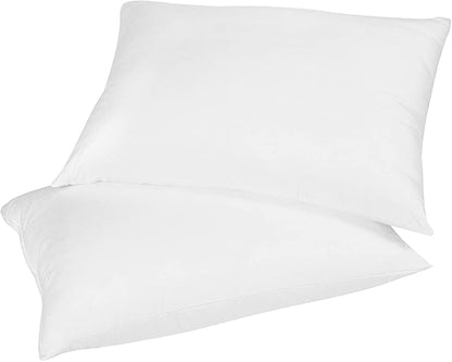 Pure Dream Firm Pillow - Standard Size 20x26 Inch Medium Support Goose Feather Down Pillows, 100% Cotton Shell, Standard Pillow Set of 2