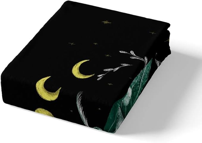 Death Gothic Moth Duvet Cover Full Size,Sun Moon Bedding Set 3 Pcs for Kids Teens Boys Girls Room Decor,Palm Leaf Plants Animals Comforter Cover Exotic Black Quilt Cover with 2 Pillowcases