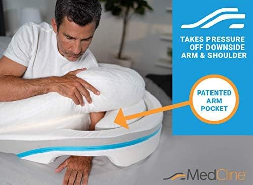 MedCline Shoulder Relief System with Extra Cases, Bed Wedge Pillow for Shoulder Pain Relief and Therapeutic Body Pillow, Inclined Sleep Position with Arm Pocket, Small/Medium for 5'9" and Under