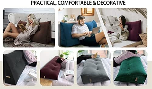 Bed Wedge Headboard Pillow - College Dorm Reading Pillow Back Support While Sitting in Bed - Ergonomic Lumbar Pillow Body Positioning Bed Pillow - Velvet Maroon 39IN
