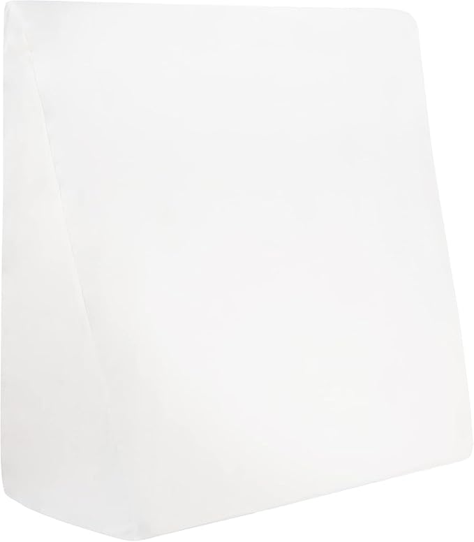 CirclesHome Wedge Pillow Cover 100% Cotton, Zippered Wedge Pillow Case Protector, Soft, Hypoallergenic & Breathable -White, (25Wx26Lx7.5)