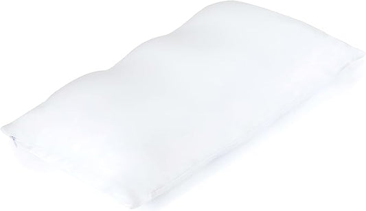 PILLOWY Premium Microbead Bed Pillow, Small Extra Fluffy But Supportive - Ultra Comfortable Sleep with Silk Like Anti Aging Cover 85% Spandex/ 15% Nylon Breathable, Cooling White