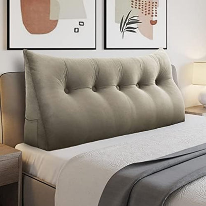 Wedge Headboard Pillow Dorm Room Reading Pillow Back Support for Sitting Up in Bed Bolster Lumbar Cushion Body Positioning Bedrest Velvet 76in Light Tan King