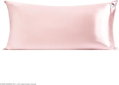 Kitsch x Hello Kitty Pillow Case – Pink Kitty Face Toddler Bed Time Satin Pillowcase with Zipper – Soft Cooling Pillow Cover for Hair & Skin – Better Than Silk Pillowcase – King Size 19x36