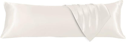 HUXMEYSON Body Pillow with Satin Pillowcase, Body Pillow for Adults, Removable Cover, Beige (20"x54")