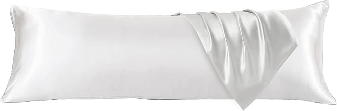 HUXMEYSON Body Pillow with Satin Pillowcase, Body Pillow for Adults, Removable Cover, White (20"x54")