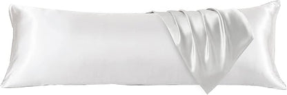 HUXMEYSON Body Pillow with Satin Pillowcase, Body Pillow for Adults, Removable Cover, White (20"x54")