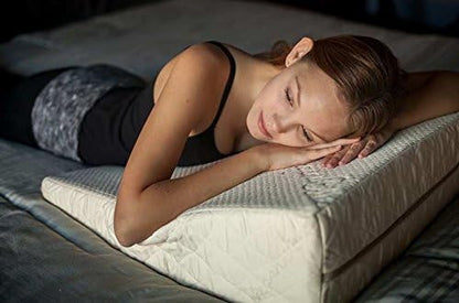 Churchill & Smith 8" Natural Durable Latex Reflux Bed Wedge Pillow with Natural Organic Cotton Stretch Knit Cover | Wedge Pillow for Sleeping and Acid Reflux, Heartburn, and GERD Pillow