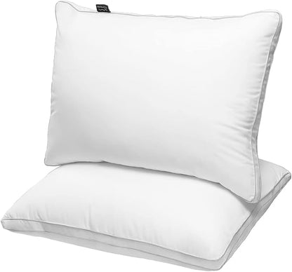 JICUSE Bed Pillows King Size Set of 2, Hotel Quality King Pillows 2 Pack for Sleeping with Soft Down Alternative Filling, Gusseted Bedding Pillow for Back, Stomach or Side Sleepers, 20" x 36"