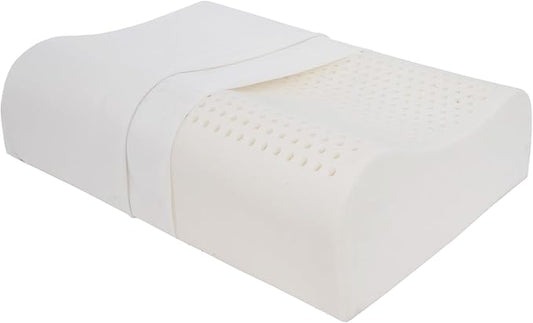 Natural Latex High-Profile Pillow, Slightly Firm Thickness for Cervical Support, Relieves Neck and Shoulder Pain, Height Design for Taller/Larger Body Frames(23.6" Lx15.7 Wx(4.7/5.5") H)