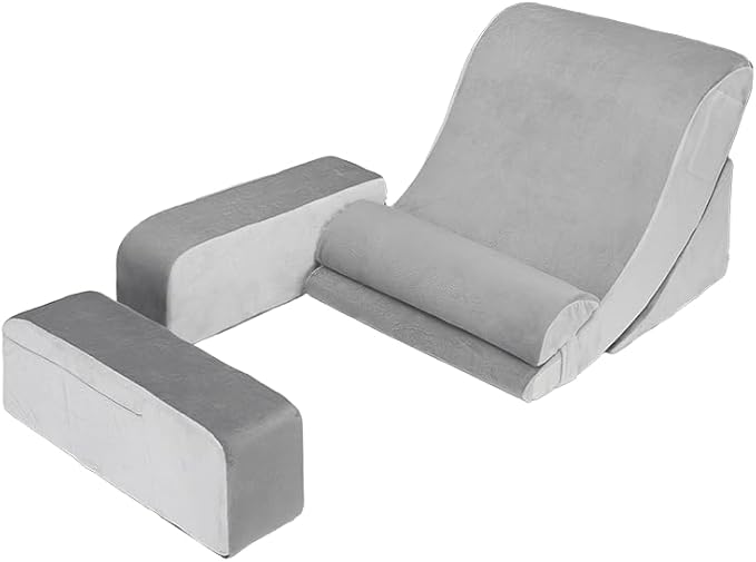 Reading Pillow for Sitting in Bed Adult, Back Support Pillow for Bed Sitting Up, Husband Pillow with Arms, Bed Pillow with Pocket for Reading/Gaming/Resting/Watching TV