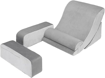 Reading Pillow for Sitting in Bed Adult, Back Support Pillow for Bed Sitting Up, Husband Pillow with Arms, Bed Pillow with Pocket for Reading/Gaming/Resting/Watching TV