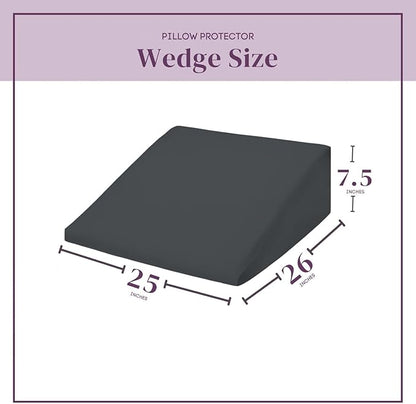 CirclesHome Wedge Pillow Cover 100% Cotton, Zippered Wedge Pillow Case Protector, Soft, Hypoallergenic & Breathable -Dark Grey, (25Wx26Lx7.5)