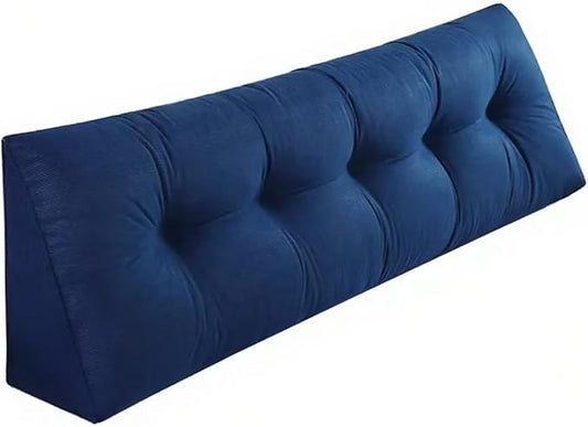 Queen Triangle Bed Wedge Pillow for headboard Gap Triangular Reading Pillows for Sitting in Bed Adult Wedge headboard Pillow, Blue