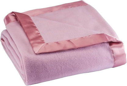 OakRidge Satin Fleece Blanket, Full/Queen, Twin or King Size – 100% Polyester Lightweight Fabric, Rose