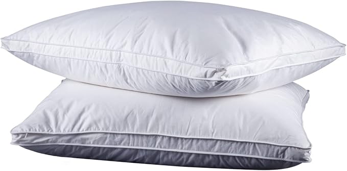 Feather and Down Pillows for Sleeping(2 Pack),Standard(20inx26in) - White Goose Down Feather Bed Pillow Inserts,100% Cotton Cover,Lightweight,Fluffy Sleeping Pillows for All Sleepers