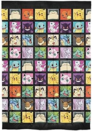 Northwest Pokemon Twin Sized Bed in a Bag Set, Pikachu Eevee Charmander Squirtle, Anime Bedding, Kanto Favorites