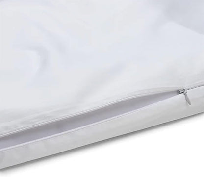 Sleepgram Supima Machine Washable 400 Thread Count Cotton Silver Ion Infused Luxury Zippered Duvet Cover with Travel Bag, Queen, White