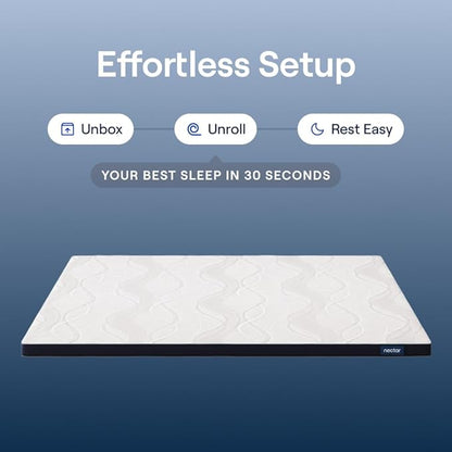 Nectar Firm Mattress Topper - King - 2" Gel Memory Foam Mattress Topper - Breathable & Comfortable - Support & Pressure-Relief - CertiPUR-US Certified
