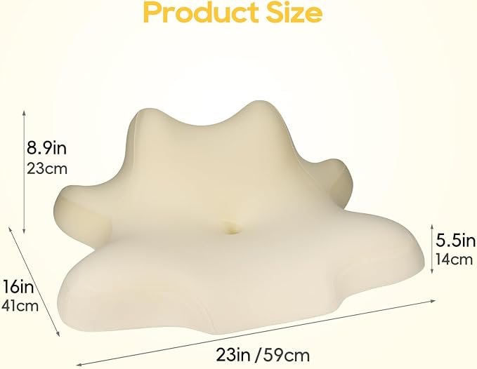Reading Pillow for Lying, Leaning and Prone, Contour Memory Foam Pillow, Ergonomic Cervical Pillow for Neck and Shoulder Pain Relief, Bed Wedge Pillow Beige