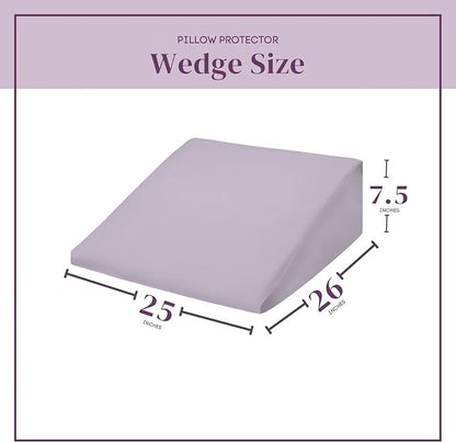 CirclesHome Wedge Pillow Cover 100% Cotton, Zippered Wedge Pillow Case Protector, Soft, Hypoallergenic & Breathable , Lavender, (25Wx26Lx7.5)