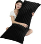 Full Body Pillow with Fluffy Stripe Faux Fur Removable Cover, Long Bed Pillow Adult 20x54 Inches for Side Sleeper and Pregnancy, Black.
