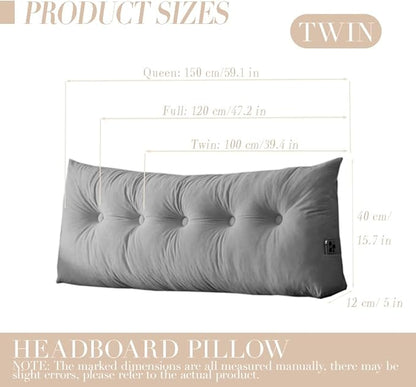 Triangular Wedge Headboard Pillows Twin Dorm Headboard Pillow Long Backrest Positioning Support for Sleeping Back Pillow for Bed Sitting Up Wedge Pillow Reading Bed Lumbar Pillow