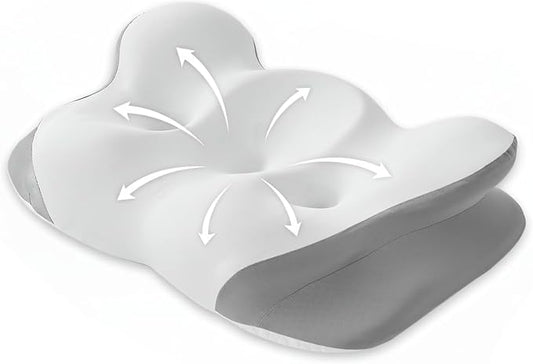 Cervical Neck Pillow for Sleeping, Dual-Height Contour Pillow for Neck Pain Relief, Butterfly Ergonomic Memory Foam Neck Support Pillow with Cooling Breathable Cover for Side Sleepersr, Queen White