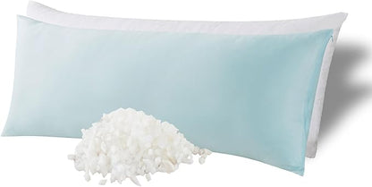 WhatsBedding Memory Foam Body Pillow with Zippered Cooling Cover, Full Body Pillow for Adults, Long Pillow for Sleeping, Fluffy Supportive, Ice Blue